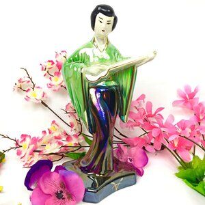 Vintage Japan Porcelain Lusterware Geisha Figurine 1950's
